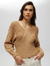 Crochet Knit Sweater S CAMEL SWEATER Maska