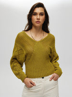 Crochet Knit Sweater S OLIVE SWEATER Maska