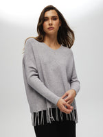Drop Shoulder Fringe Trim Top O/S SWEATER Maska