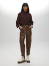 Faux Leather Pants S BROWN PANTS Maska