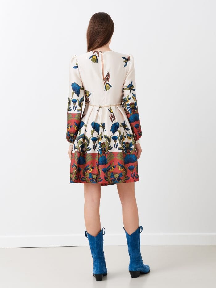 Robe évasée en satin imprimé ROBE BLEUE Maska
