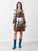 Robe évasée en satin imprimé S ROBE BLEUE Maska