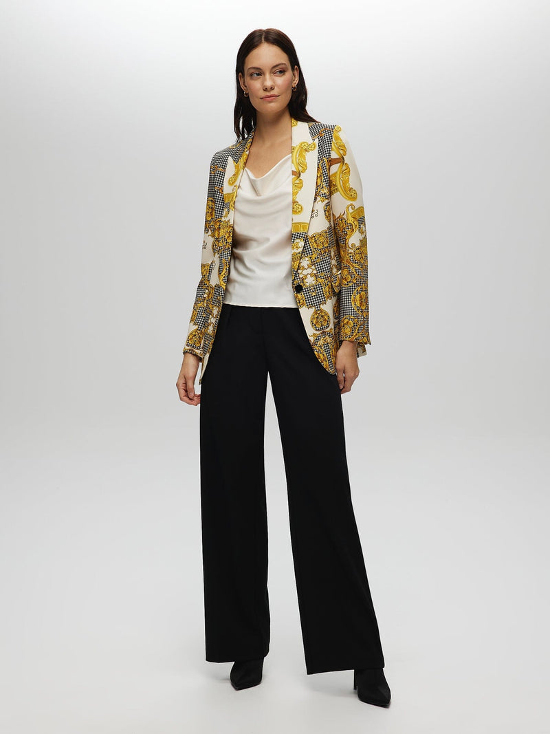 Houndstooth and Baroque Print Blazer BEIGE BLAZER Maska