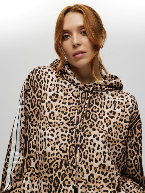Leopard Hoodie S BEIGE SWEATER Maska