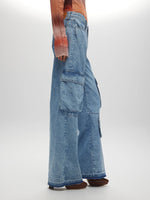 Cargo en denim bleu clair délavé PANTALON BLEU Maska