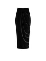 Jupe Velours Midi S NOIR Maska
