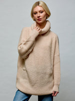 Oversized Turtleneck Knit Sweater O/S BEIGE SWEATER Maska