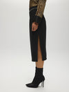Pencil Skirt with Rhinestone Belt BLACK SKIRT Maska