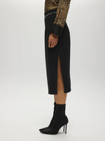 Pencil Skirt with Rhinestone Belt BLACK SKIRT Maska