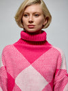 Plaid Turtleneck Knit Sweater O/S FUCHSIA SWEATER Maska