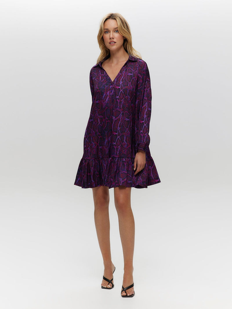 Printed Ruffle Hem Dress S VIOLET DRESS Maska