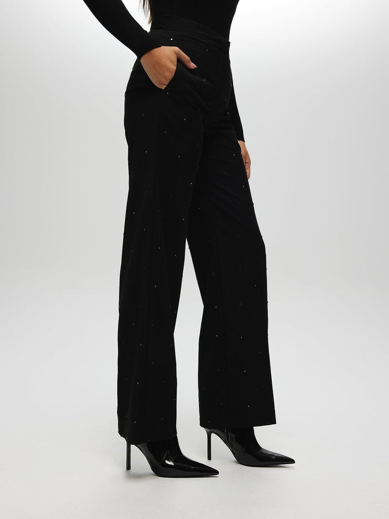 Rhinestone Detailed Trousers BLACK PANTS Maska
