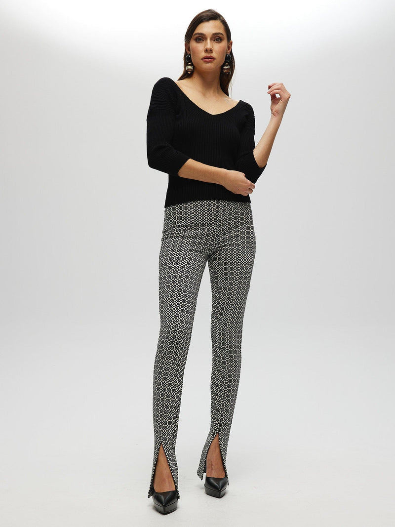 Haut côtelé à encolure en V O/S SWEATER Maska