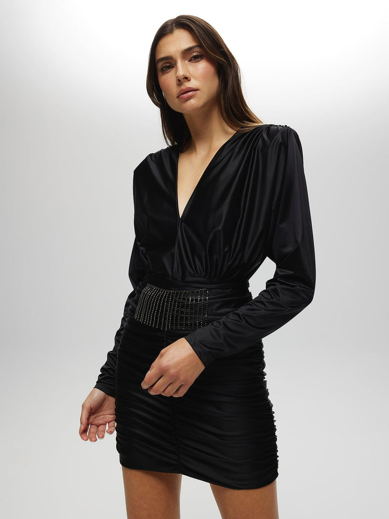 Ruched Detailed Short Dress BLACK DRESS Maska