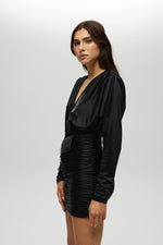 Ruched Detailed Short Dress BLACK DRESS Maska