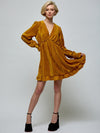 Ruffle Hem Velvet Dress S YELLOW DRESS Maska