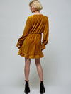 Ruffle Hem Velvet Dress YELLOW DRESS Maska