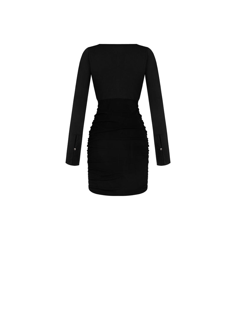 Sheath Dress with Double-layered Voile Skirt BLACK DRESS Maska