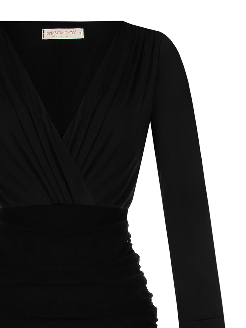 Sheath Dress with Double-layered Voile Skirt BLACK DRESS Maska