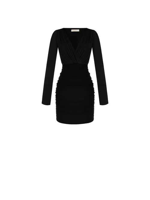 Sheath Dress with Double-layered Voile Skirt S BLACK DRESS Maska