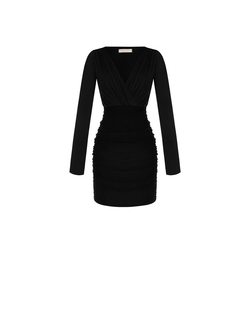 Robe fourreau avec jupe en voile double épaisseur S ROBE NOIRE Maska