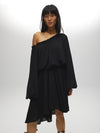 Sheer Off Shoulder Dress BLACK DRESS Maska