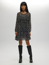 Sheer Polka Dot Print Dress S BLACK DRESS Maska
