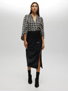 Side Slit Faux Leather Skirt BLACK SKIRT Maska