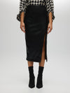 Side Slit Faux Leather Skirt S BLACK SKIRT Maska