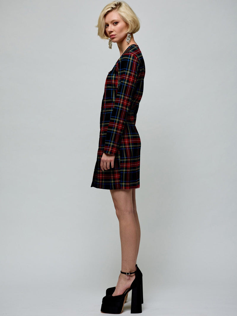 Robe à carreaux à col carré ROBE ROUGE Maska