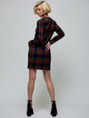 Square Neck Plaid Dress RED DRESS Maska