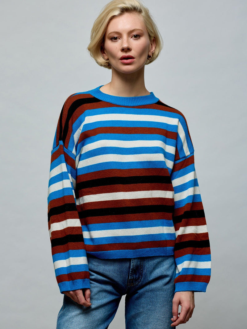 Striped Knit Sweater O/S BLUE SWEATER Maska