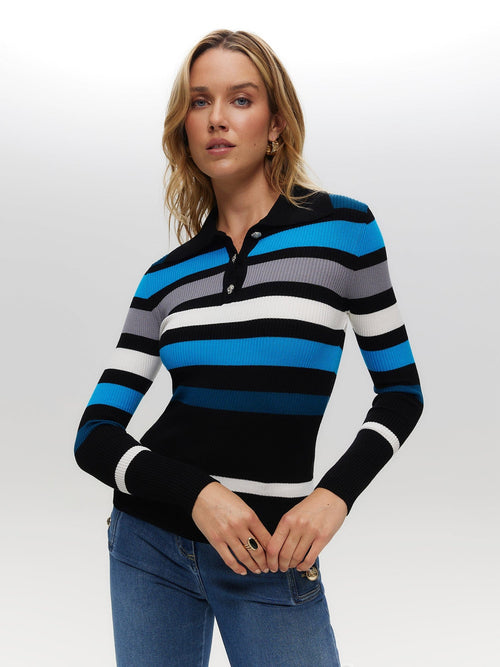 Striped Ribbed Top O/S BLUE SWEATER Maska