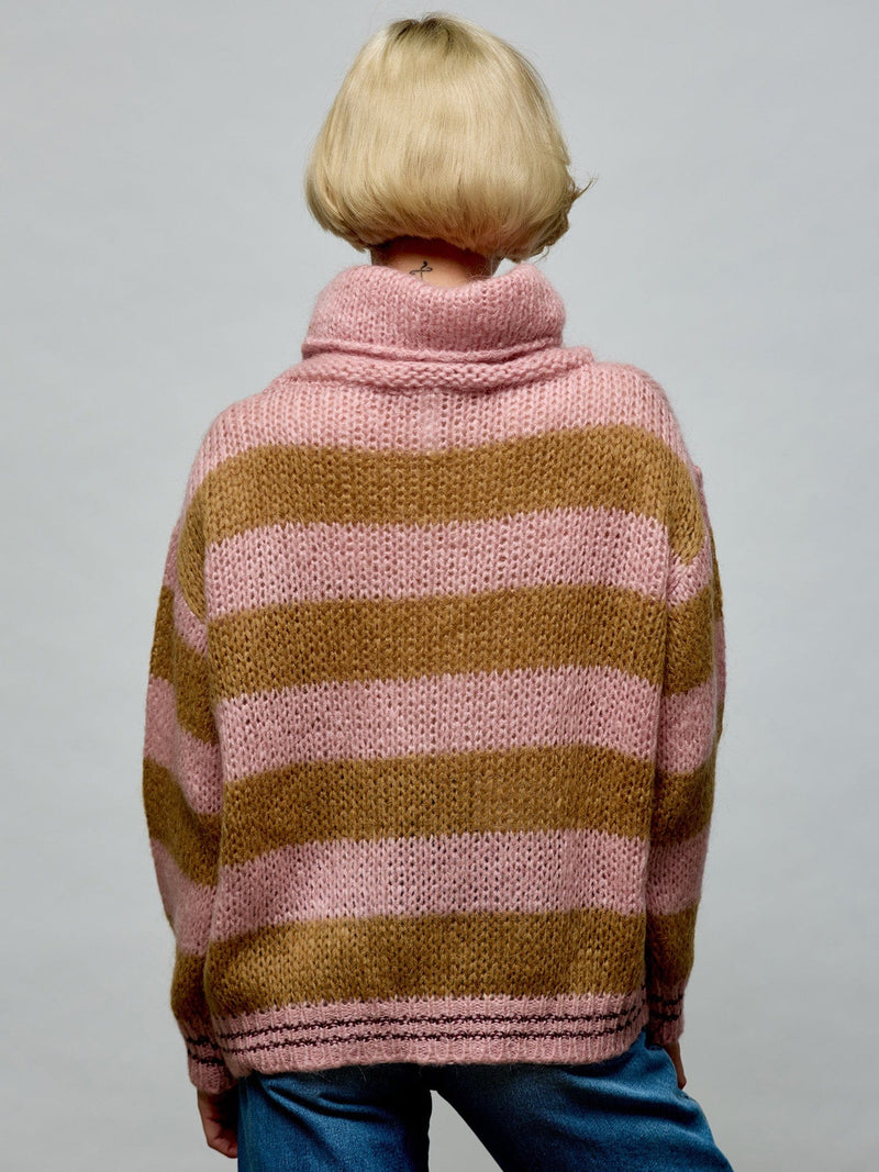 Striped Turtleneck Sweater O/S PINK SWEATER Maska