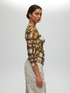 Tie dye graphic mesh top KHAKI Shirts & Tops Maska