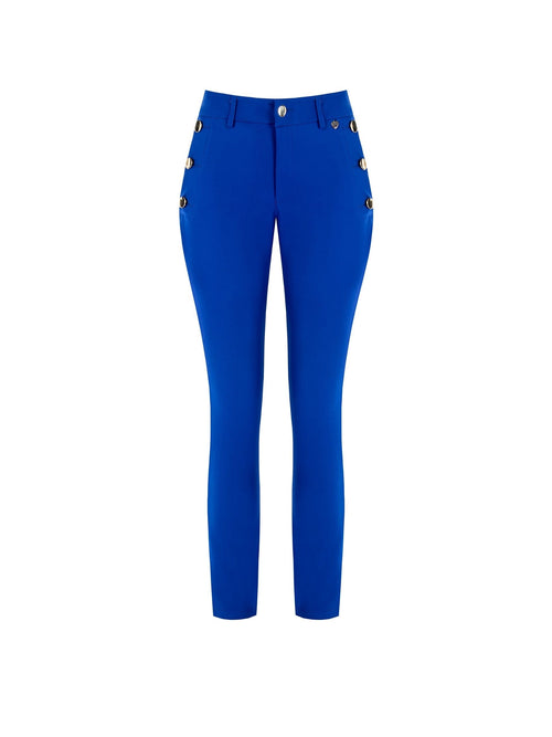 Trousers with Buttons in Technical Fabric XS BLUE PANTS Maska