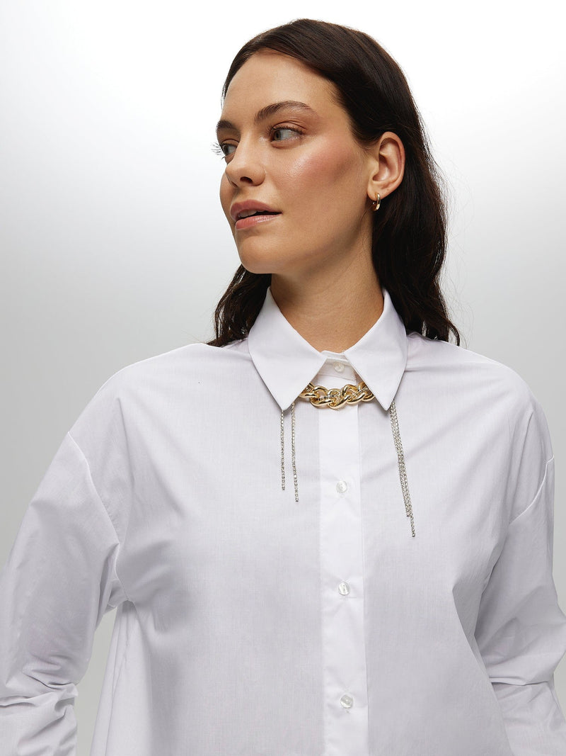 Chemise surdimensionnée blanche avec collier TOP BLANC Maska