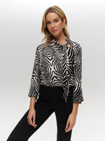 Zebra Print Blouse S BLACK TOP Maska