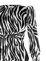 Zebra Printed Short Satin Dress BLACK DRESS Maska